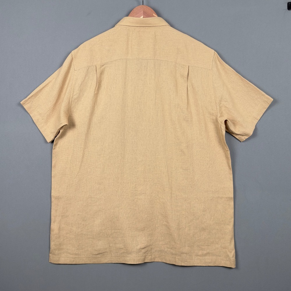 Scotch & Soda Amsterdam Linen Blend Shirt Mens Large Tan Short Sleeve Button Up - Picture 2 of 9